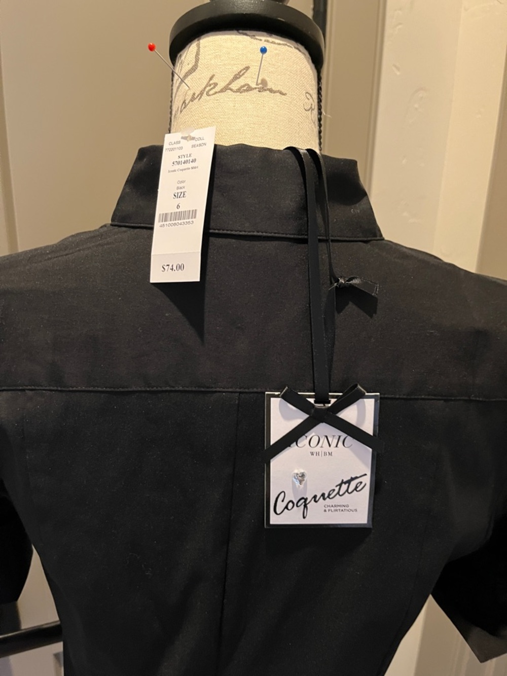 WHITE HOUSE/BLACK MARKET Short-Sleeve Button-Down Shirt - BLACK - SIZE 6 - Picture 10 of 11